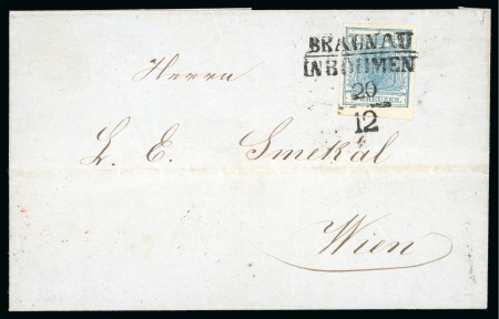 Stamp of Austria » Bohemia (Böhmen) Braunau - Bohemia (Böhmen). 1850 9kr on cover, Müller 309a