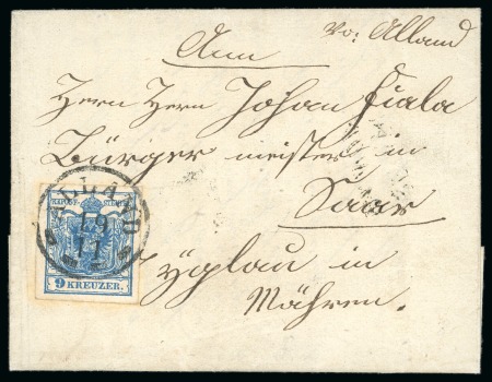 Stamp of Austria » Lower Austria (Niederösterreich) Alland - Lower Austria (Niederösterreich). 1850 9k on cover, Müller 29a
