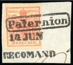 Stamp of Austria » Carniola (Krain) Paternion - Carniola (Krain). 1850 3kr, single and pair used in black and blue, Müller 2084a+ab