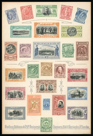 Stamp of Large Lots and Collections SPECIMENS: Attractive Bradbury, Wilkinson booklet showing a beautiful selection of imperforate essays and proofs with Specimen perfins