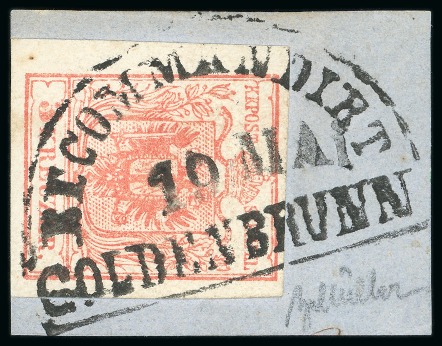 Stamp of Austria » Moravia (Mähren) Goldenbrunn - Moravia (Mähren). 1850 3kr, Müller 811Ra