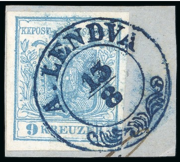 Stamp of Austria » Hungary (Ungarn) Also-Lendva - Hungary (Ungarn), in modern day Slovenia. 1850 9kr, Müller 41b