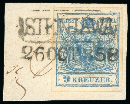 Stamp of Austria » Galizia (Galizien) Sieniawa, in modern day Poland. - Galizia (Galizien). 1850 9kr, Müller 1305b, 340pts.