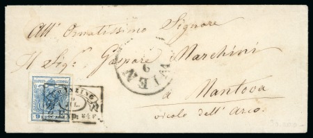 Stamp of Austria Grinzing - Vienna. 1850 9kr on cover to Mantua, Müller 860a