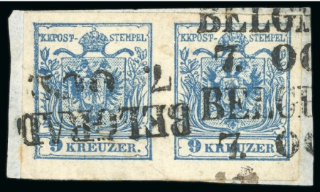 Stamp of Austria » Serbia (Serbien) Belgrade - Serbia (Serbien). 1850 9kr pair, Müller 178a