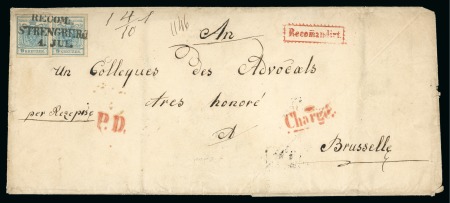 Stamp of Austria » Lower Austria (Niederösterreich) Strengberg - Lower Austria (Niederösterreich). 1850 9kr (2) + 6kr on registered mail with advise of delivery to Belgium