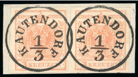 Stamp of Austria » Lower Austria (Niederösterreich) Kautendorf - Lower Austria (Niederösterreich). 1850 3kr (2) in an orangish brown shade,