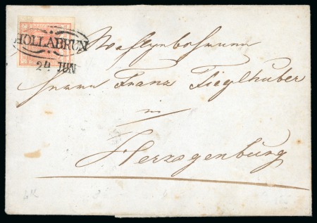 Stamp of Austria Hollabrunn - Lower Austria (Niederösterreich). 1850 3kr on cover, Müller 1023a