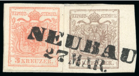 Stamp of Austria » Upper Austria (Oberösterreich) Neubau - Upper Austria (Oberösterreich). 1850 3kr and 3kr+6kr, Müller 1867a+b
