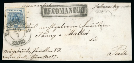 Stamp of Austria » Galizia (Galizien) Zaleszczyk, in modern day Ukraine - Galizia (Galizien). 1850 9kr, on registered cover front, Müller 3301b