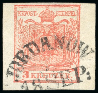 Stamp of Austria » Galizia (Galizien) Jordanow, in modern day Poland- Galizia (Galizien). 1850 3kr, a remarkable