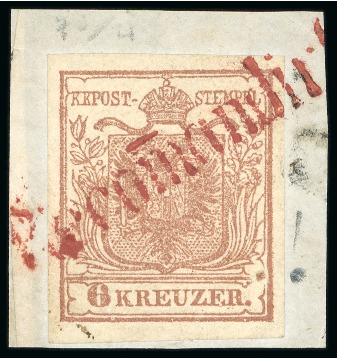 Stamp of Austria » Instructional Postmarks (Zur Entwertung Verwendete Zusatzstempel) Recomandirt. 1850 6kr, Müller 3715c in red