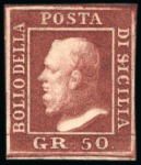 Stamp of Italian States » Sicily 1859 Mint & used selection (27) from 1/2gr to 50gr, very fine examples all with four margins