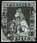 Stamp of Italian States » Tuscany 1851-52 1q black on blue, fine to good margins, neat black cds