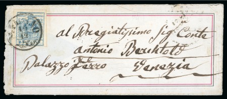 Stamp of Austria » Lombardy Venetia 1855 45c blue, type III, clear to huge margins, tied