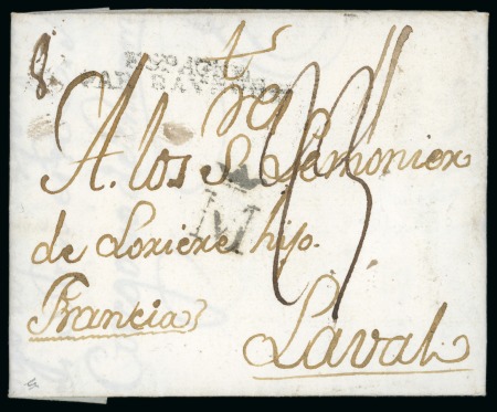Stamp of Spain 1816 (Aug 29) Entire from Madrid to France with black "crown on M" hs