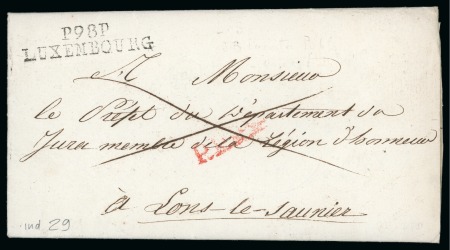 Stamp of Luxembourg 1807 Entire from Luxembourg to Lors-le-Saunier, France, with clear "P98P / LUXEMBOURG" hs