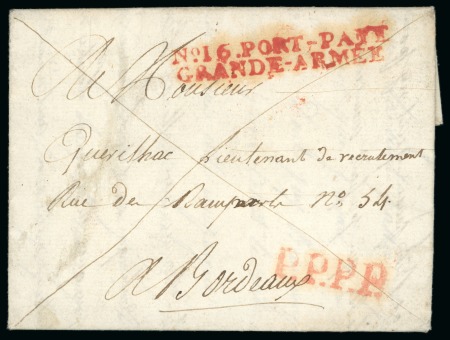 Stamp of German States » Wurttemberg 1806 Entire from Eppingen to Bordeaux, France, with very fine "No. 16. PORT-PAYE / GRANDE-ARMÉE" hs