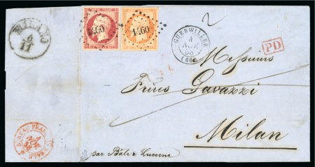 Stamp of Switzerland / Schweiz » Französisches Büro in Basel "Bureau Français à Bâle". Austellung-Sammlung auf 13 Seiten mit 23 Briefen aus 1847 bis 1862