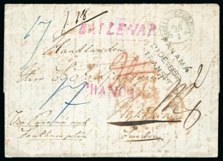 Stamp of Chile 1853 Folded entire from Ballenar to Sweden