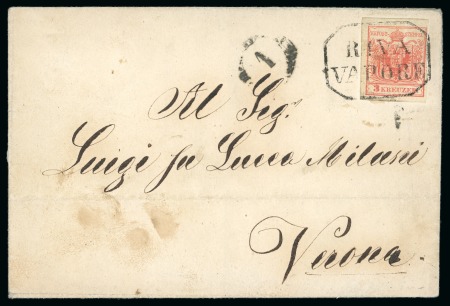 Stamp of Austria » Travelling Post Offices (Fahrenden Postämter) Ship Mail. 1850-64 group of 12 usages