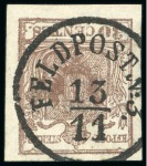 Stamp of Austria » Military Mail (Feld- und Militärpostämter) Military Mail (Feldpost). 1850 First-Issue group of five stamps with usages in Romania and Italian States