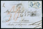 Stamp of Italy 1863 (May 9) Entire from Genoa to Switzerland underpaid with "FRANCOBOLLO / INSUFFICIENTE" hs and "Complemente di tutta Ital." cursive hs
