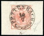 Stamp of Austria » Upper Austria (Oberösterreich) Upper Austria (Oberösterreich). 1850 First-Issue group of 25 cancellations on fragments and one cover