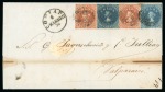Stamp of Chile 1853 First London Printing 10c in mixed franking with Desmadryl 5c (2) and 10c, a unique and exceptional franking