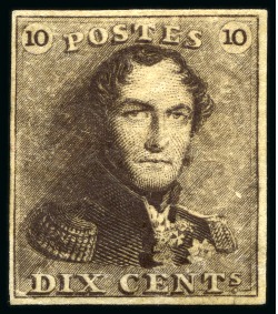 Stamp of Belgium » Belgique. 1849 Epaulettes - Émission COB N°1, 10 cent. brun très bien margé neuf avec