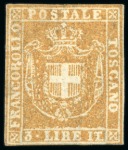 Stamp of Italian States » Tuscany THE 3 LIRE MINT  