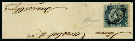 Stamp of Uruguay 1858 120c slate blue, a unique usage on part of cover