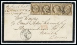 Stamp of China » Foreign Post Offices » French Post Offices 1874 (Nov 27) Mourning envelope to Munich (Bavaria), 1871-75 30c strip of four