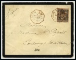 Stamp of China » Foreign Post Offices » French Post Offices 1892 (Jan 17) Envelope to France franked by Type Sage 25c black on rose, tied by octagonal "LIGNE N/PAQ. FR. N°2" ds in red