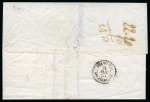 Stamp of China » Foreign Post Offices » French Post Offices 1865 Incoming cover from France charged with rare tax marking on delivery