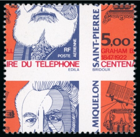 Stamp of Colonies françaises » St. Pierre et Miquelon 1976, Y&T PA 63 Centenaire du téléphone, Graham Bell