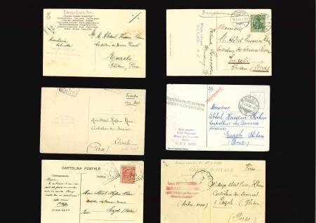 Stamp of Persia » Postal History 1908-10, Group of six incoming picture postcards to a Customs Official in Enzeli