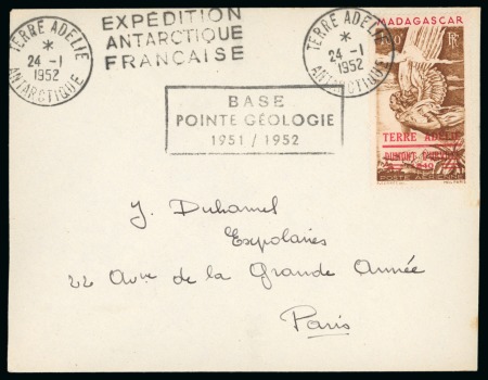 Stamp of Colonies françaises » TAAF 1952, Lettre affranchie avec timbre de Madagascar surchargé