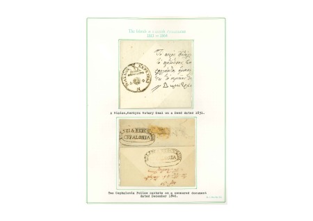 Stamp of Greece » Ionian Islands Korfu and Paxos 1831 & 1846 Pair of documents; 1831 deed with very fine strike of Kerkyra notary seal and doc with Cephalonia police cachets