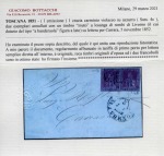Stamp of Italian States » Tuscany 1851 1cr carmine-violet, two examples on internal cover