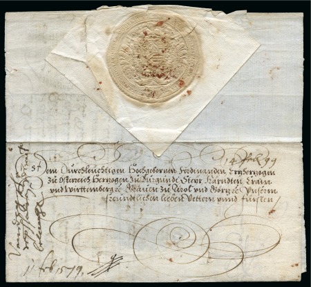 Stamp of Austria 1579 (Jan 28) Letter from the Holy Emperor Rudolph II to his cousin Ferdinand II Archduke of Austria