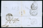 Stamp of Italy 1863 (May 9) Entire from Genoa to Switzerland underpaid with "FRANCOBOLLO / INSUFFICIENTE" hs and "Complemente di tutta Ital." cursive hs