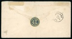 Stamp of Hungary 1871 litho 3kr green postal stationery envelope combined with engraved 2kr