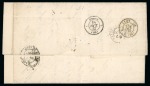 Stamp of German States » Saxony 1863 1ngr lilac-red, two singles and one pair, on rare underpaid cover to France