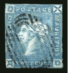 Stamp of Mauritius » 1859 Lapirot Issue » Early Impressions (SG 36-37) 1859 Lapirot 2d. blue, position 9, used