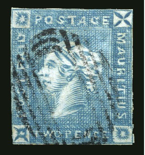 Stamp of Mauritius » 1859 Lapirot Issue » Early Impressions (SG 36-37) 1859 Lapirot 2d. blue, position 9, used
