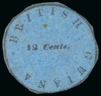 Stamp of British Guiana » 1850 Cotton-Reels (SG 1-8) 1850-51 12 cents black on blue, Townsend Type A, thick frame, uncancelled