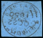 Stamp of British Guiana » 1850 Cotton-Reels (SG 1-8) 1850-51, 12 cents black on blue, Townsend Type B, with initials of postal clerk Lorimer "WHL"