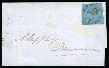 Stamp of British Guiana » 1850 Cotton-Reels (SG 1-8) 1850-51 12 cents black on pale blue, Townsend Type D, "EDW", on cover