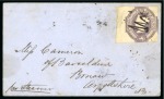 Stamp of British Guiana 1847-54 GB embossed 6d lilac paying the uniform British Packet rate of sixpence, used on cover from Berbice
